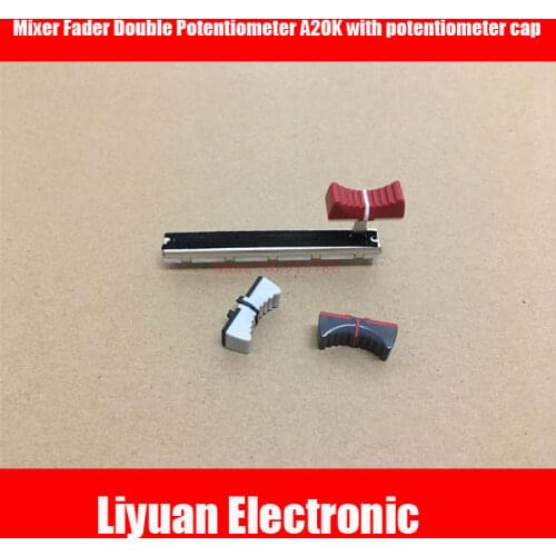 2set Mixer Fader Double Potentiometer A20K with potentiometer cap Handle length 15MM 6 feet 75MM for Yamaha MG124CX