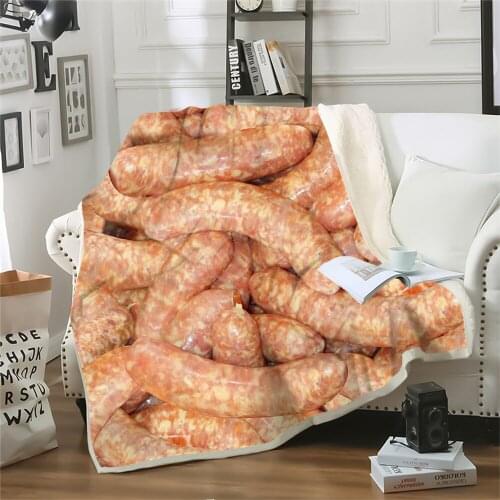 Fashion Blanket Gourmet Sausage Printed Adult Kid Quilt for Bedding Cover Sofa Travel Office Character Throw Blanket