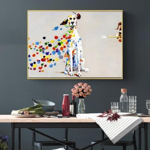 MUTU Wall Art Canvas Print And Posters Animal Painting Picture For Living Room Modern Home Decoraion Oil Colorful Dog No Frame