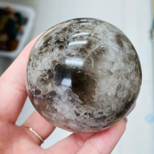 Natural Soot stone Sphere Quartz Mineral Crystals Gemstones Reiki Healing Home Decoration