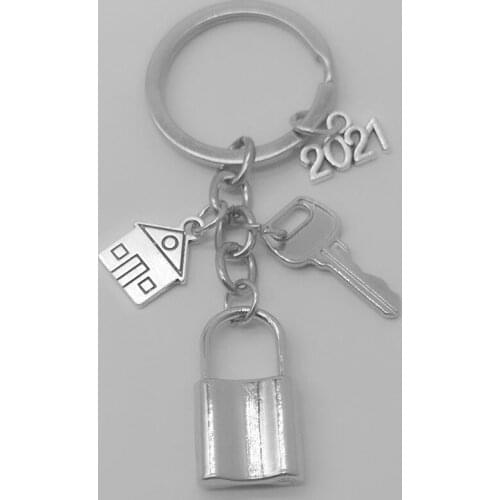 2021/2022 latest fashion wholesale zinc alloy room lock keychain love lock keychain male/couple pendant keychain