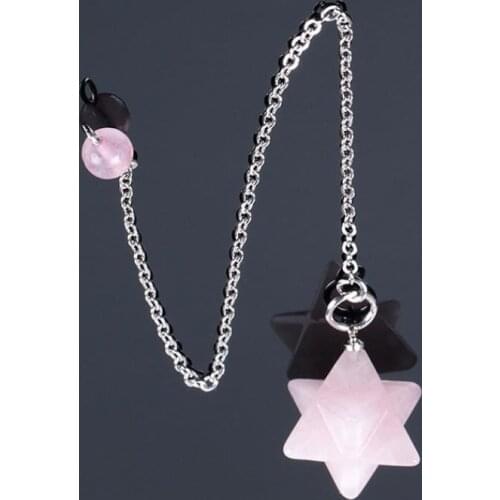 Natural Rose Quartz crystal Stone Merkaba Pendant Necklace Healing natural stones and minerals