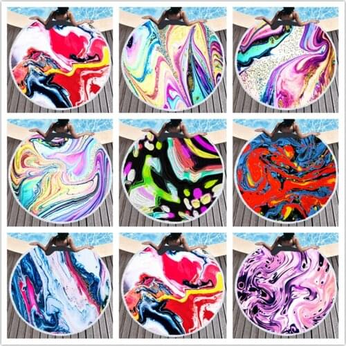 Beach Towel Abstract Geode Print Microfiber Large 150cm Soft Swimming Bath Towel With Tassel Summer Beach Pad Towel For Adult