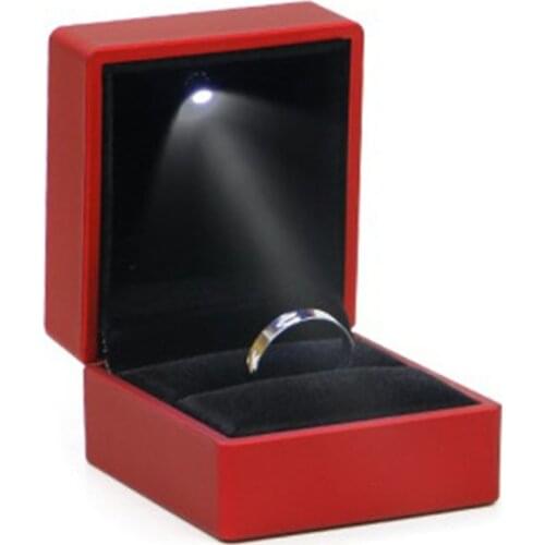 Luxury Bracelet Box Square Wedding Pendant Ring Case Jewelry Gift Box with LED Light for Proposal Engagement Wedding