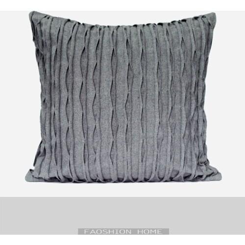Gray Woolen Three-dimensional Handmade Pillowcase Modern Nordic Minimalist Model House Cushion Cover Home Living Room Decor