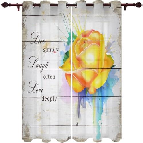 Modern Curtains Rose Watercolor Inkjet Baby Room Bedroom Creative Window Curtains Kitchen Living Room Terrace Valance Curtains