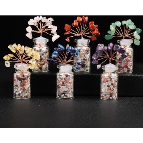 1PC Natural Crystal Glass Wishing Bottle Healing Stone, Polishing Stone,Lucky Drifting Bottle, Mineral, Home Decor Holiday Gift