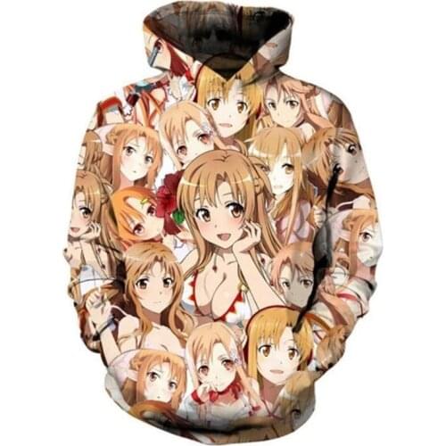 3D Print SAO Sword Art Online Kirigaya Kazuto Kirito Asuna Sweatshirts Hoodies Fashion Cosplay Costume hooded Coat