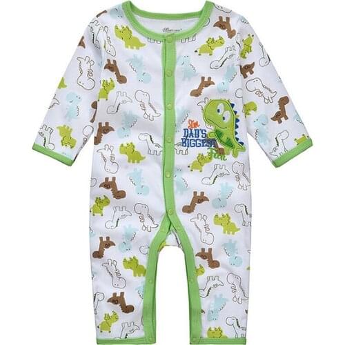 Y348 Long-legged long-sleeved Romper climbing clothes autumn childrens clothing male baby a leotard green dinosaur pattern
