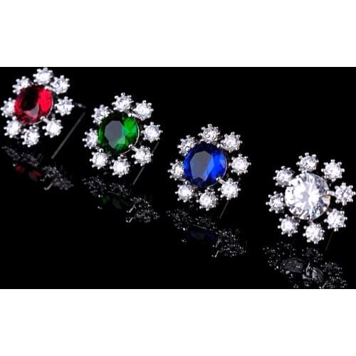 YAN MEI High Quality flowers Design AAA CZ Crystal Silver Color Wedding Romantic Luxury Jewelry Women Stud Earring GLE3820