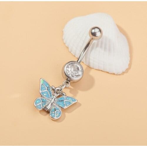 Romantic Opal Butterfly Starfish Belly Button Ring Stainless Steel Navel Rings Women Fashion Body Piercing Jewelry