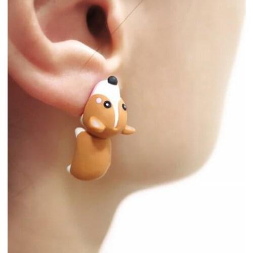 1 Pair Cute Animal Bite Earring Cartoon Soft Clay Animal Earrings Hippo Shiba Inu Bite Earrings Dinosaur Earrings Party Fun Gift