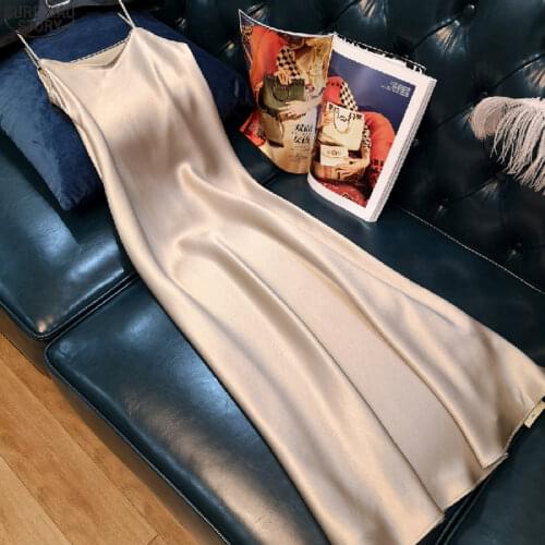 2021 O-neck Sexy Summer Dress Women Vintage Satin Strap Ladies Dresses Sleeveless Plus Size Midi Woman Dress Vestidos 13115