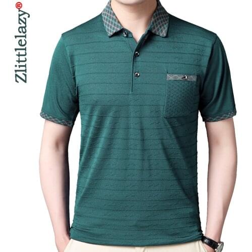 2020 Summer Short Sleeve Polo Tee Shirt Men Casual Pocket Striped Mens Clothing Polos Shirts Mens Fashion Slim Fit Poloshirt 52