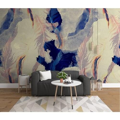 3D Wallpaper Custom Photo Wall Paper Mural 3D Hand-painted Feather wallpapers for living room Wall Covering Papel De Parede