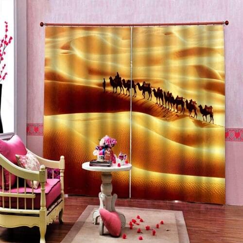 Photo Custom 3D Blackout Curtain Walking On the Desert Camel High Quality Home Decor For Living Room Bedroom Window Drapes Sets