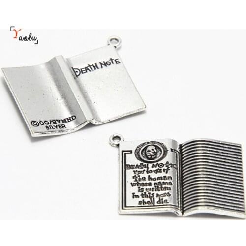 4pcs/lot Death note Charms Antiqued silver Tone Halloween Theme Gothic Book charm pendants 35x27mm