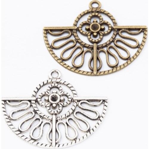 50pcs 31*38MM vintage silver color bronze hollowed out hollow fan charms pendants for bracelet necklace earring diy jewelry