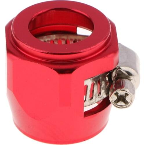 6PCS 10AN Hose Finisher Clamp, Fuel Line Hose End Fitting for Fuel Oil Air Line, Aluminum Alloy Red