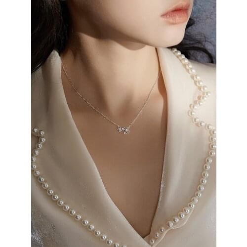 S925 silver necklace with flowers fresh and lovely clavicle chain ins small pendant jewelry for female wedding party gifts