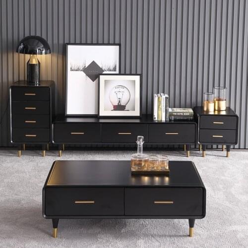 Tea table wooden design Living Room TV monitor stand mueble marble leather oval edge cabinet +tv stand table+Coffee centro Table