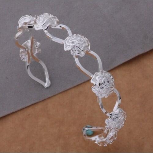 Hot sale Fashion Jewelry Silver plated Bangles Cuff Bracelets Seven roses bracelet /bpsakgza dcdaltka AB081