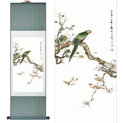 Parrot Painting Home Office Decoration Chinese scroll painting birds painting birds on the tree paintingPrinted painting