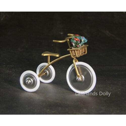 Dollhouse Mini Iron Tricycle Model Toy for 1:8,1:12 BJD OB11 GSC Doll with Photo Props Accessories