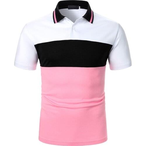 Summer Mens Stitching Color Polo New Eden Casual Stretch Anti-pilling Polo Shirts Loose Comfortable Turn-Down Collar Tees A50