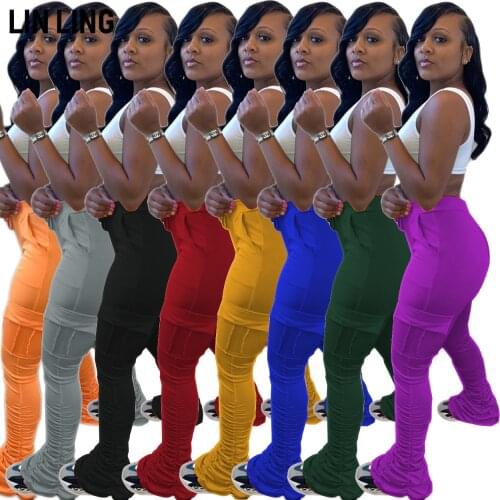 LINLING Home Sports Leisure Pleated Sports Pants Stacked Drawstring Tight Fashion Street Clothing Pants Club Pants