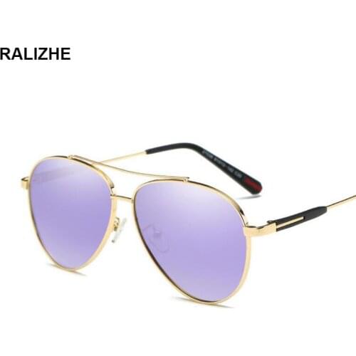 RALIZHE Mens Womens Aviation Metal Alloy Polarized Sunglasses Silver Mirror Driving Sun Glasses TAC UV400 Pink Light Purple Lens