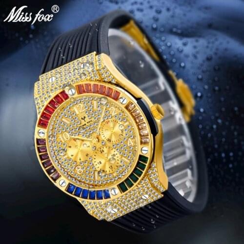 MISSFOX Brand Men Watches Luxury Famous Top Brand High-quality Rubber Strap Mens Fashion Casual Dress Watch Quartz Wristwatches