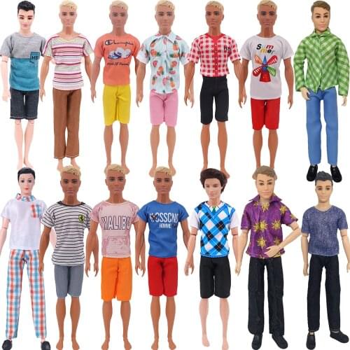 Ken Doll Clothes Doll Daily Wear Casual Suit Sweatshirt Pants Summer Suit Man 11.8 Inch Doll Clothes For Barbie Doll Accessories