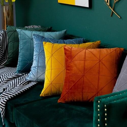 Solid Color Flannel Cushion Cover 30x50cm/45x45cm/55x55cm Three-dimensional Embroidered Lattice Pillowcase Decorative Pillowcase