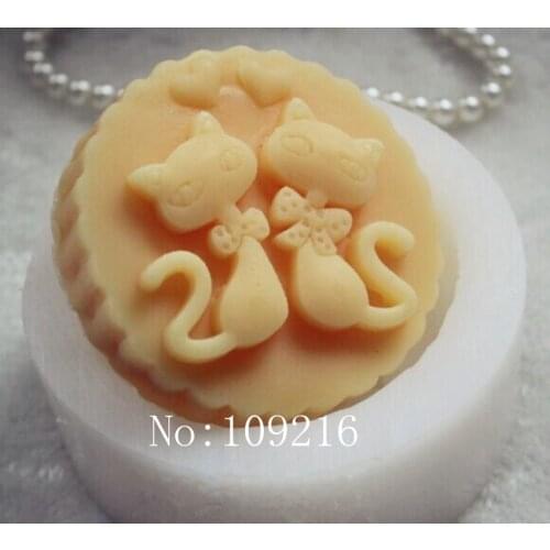 Wholesale!!!1pcs Couple Cat (ZX361) Silicone Handmade Soap Mold Crafts DIY Silicone Mould