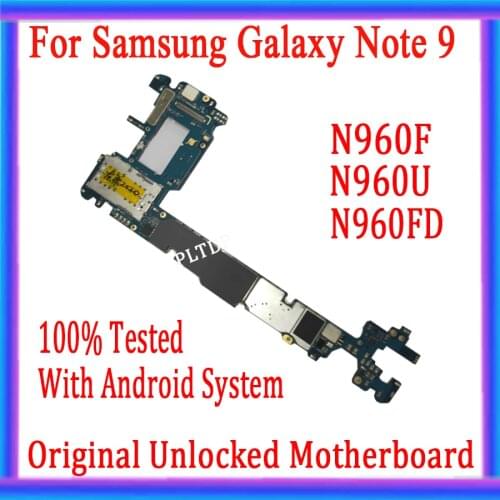 Original unlocked for Samsung Galaxy Note 9 N960F N960FD N960U Motherboard for Galaxy Note 9 N960F Logic board With Android OS