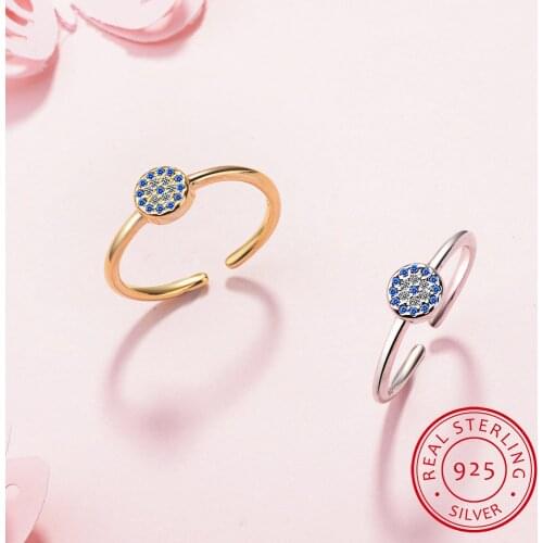 Authentic 100% 925 Solid Real Sterling Silver Lucky Eye Of Guardian Finger Rings For Women Sterling Silver Jewelry DS968