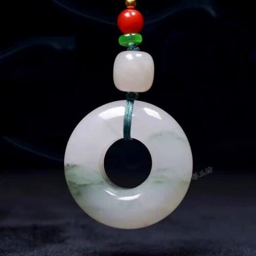 Fine White Jade Donut Pendant Women Fashion Charms Jewellery Accessories Genuine Natural Xinjiang Jades Stone Amulet Gifts Male