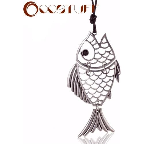Vintage Silver Color Fish Pendants Long Necklace for Women Jewelry necklaces & pendants Chokers Suspension Alloy 2021 Wholesale