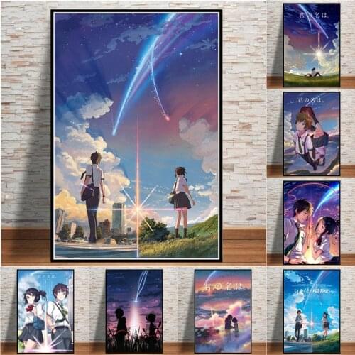 Anime Poster Japanese Anime Your Name Movie Poster Actor and Actress Promotion Poster Wall Art Canvas Room Living Decoration