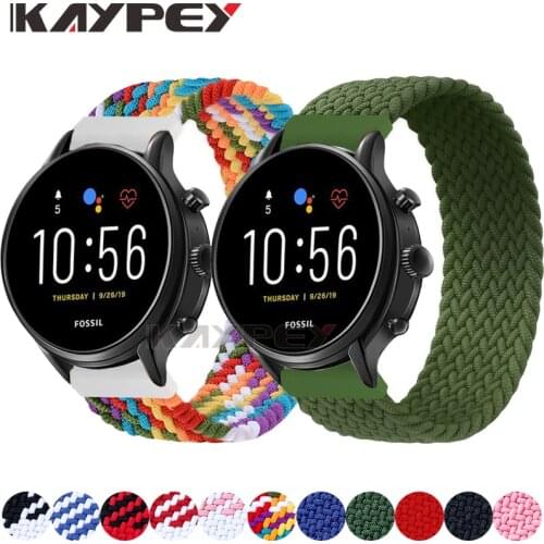 22mm Braided Solo Loop strap For Fossil Gen 5 Carlyle HR Julianna HR Band for Fossil Sport 43mm / Q Explorist HR Nylon belt
