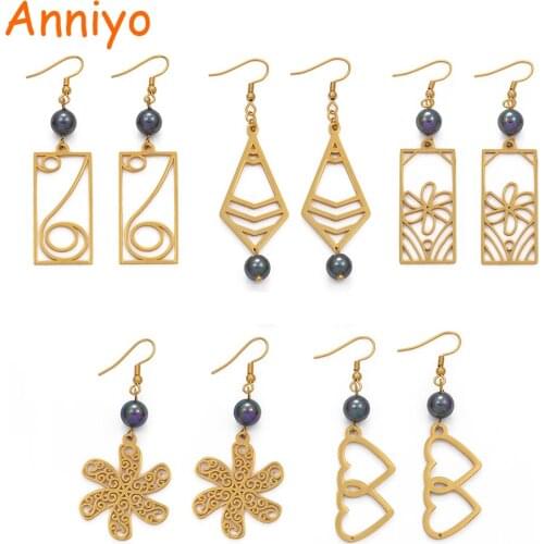 Anniyo Shell Pearl Earrings for Women Girls Guam Hawaii Flower Heart Jewelr Earing Micronesia Chuuk Marshall Island #102121
