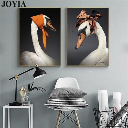 Modern Home Decor Animal Canvas Art Painting Swan Birds Wall Posters For Living Room Bedroom Small Large Size