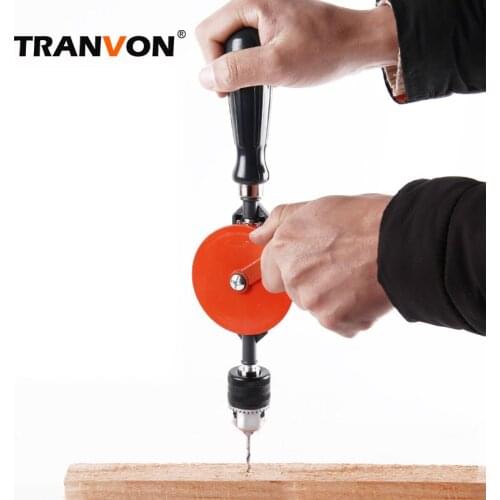 TRANVON DIY hand drill woodworking rotary tool 1/4 inch 3/8 inch wood hand tool
