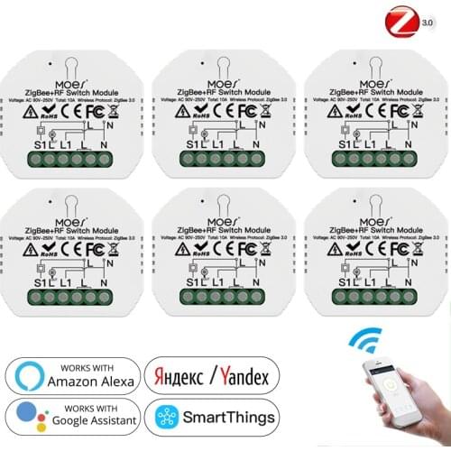 Tuya ZigBee 3.0 Smart Light Switch 1 Gang ZIGBEE+RF on-off Relay Module Tuya/Smart Life APP Works with Alexa and Google Home