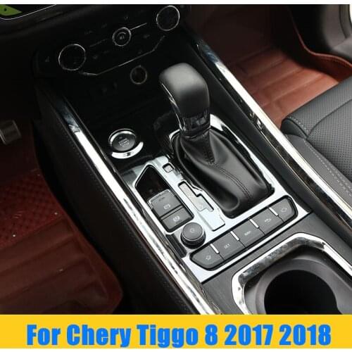 Interior Mouldings Car Gear Shift Panel Stainless steel Decoration Cover Stickers for Chery Tiggo 8 2017 2018