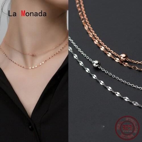 La Monada Ball 925 Sterling Silver Necklaces For Women Beautiful Layered 925 Silver Chain Necklace Women Jewelry Korean Female