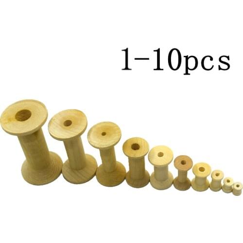 1-20Pcs Vintage Style Empyty Wooden Bobbins Spools Reels Organizer For Sewing Ribbons Twine Wood Crafts Tools Thread Wire
