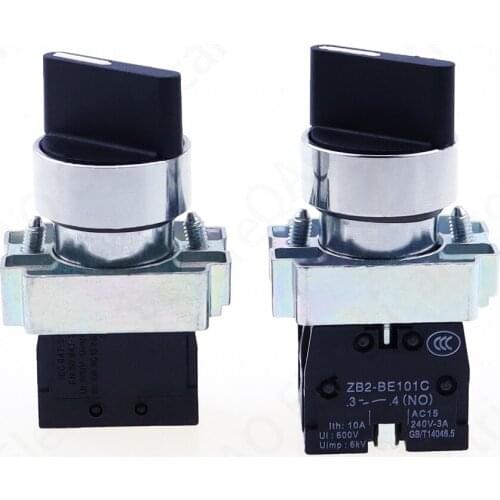 1pcs 22mm XB2-BD21 BD23 BD25 BD33 1NO/2NO/1NO1NC 2/3 position Self locking / self resetting selector Knob switch