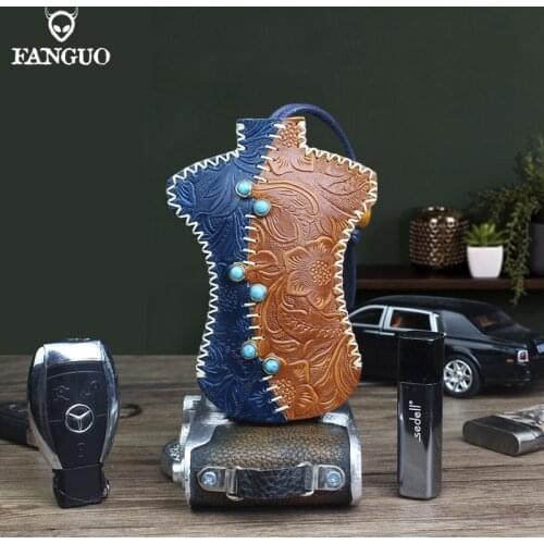 1 Pcs Genuine Leather Car Key Bag Door Housekeeper Keychain Bag Key Holder Cover Organizer Pouch Case Key Bag